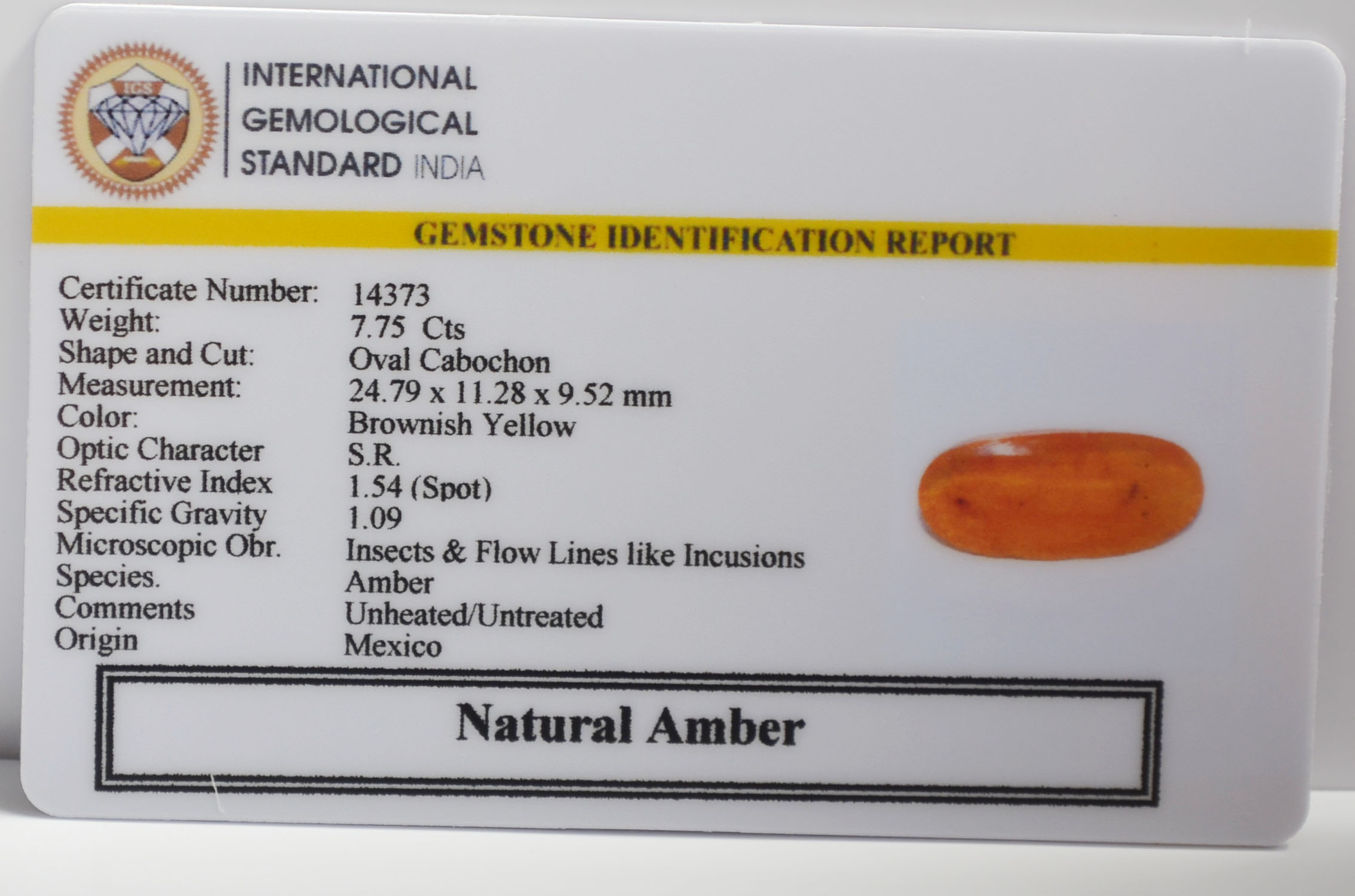 AMBER 7.75 Ct. 3 NA66 2 AMBER 7.75 Ct.
