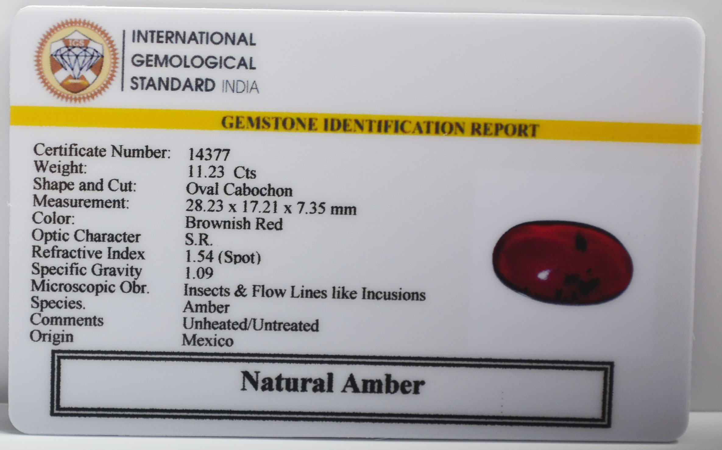 NA72 2 AMBER 11.23 Ct.