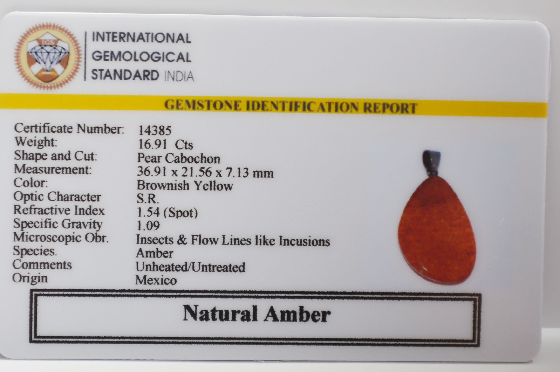 NA89 2 AMBER 16.91 Ct.