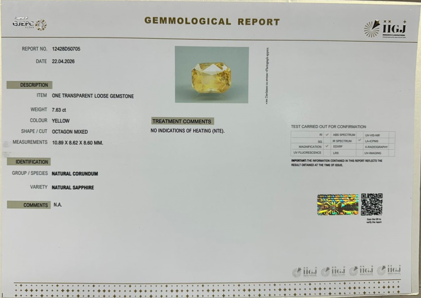 NYSP8968 2 YELLOW SAPPHIRE 7.63 Ct.