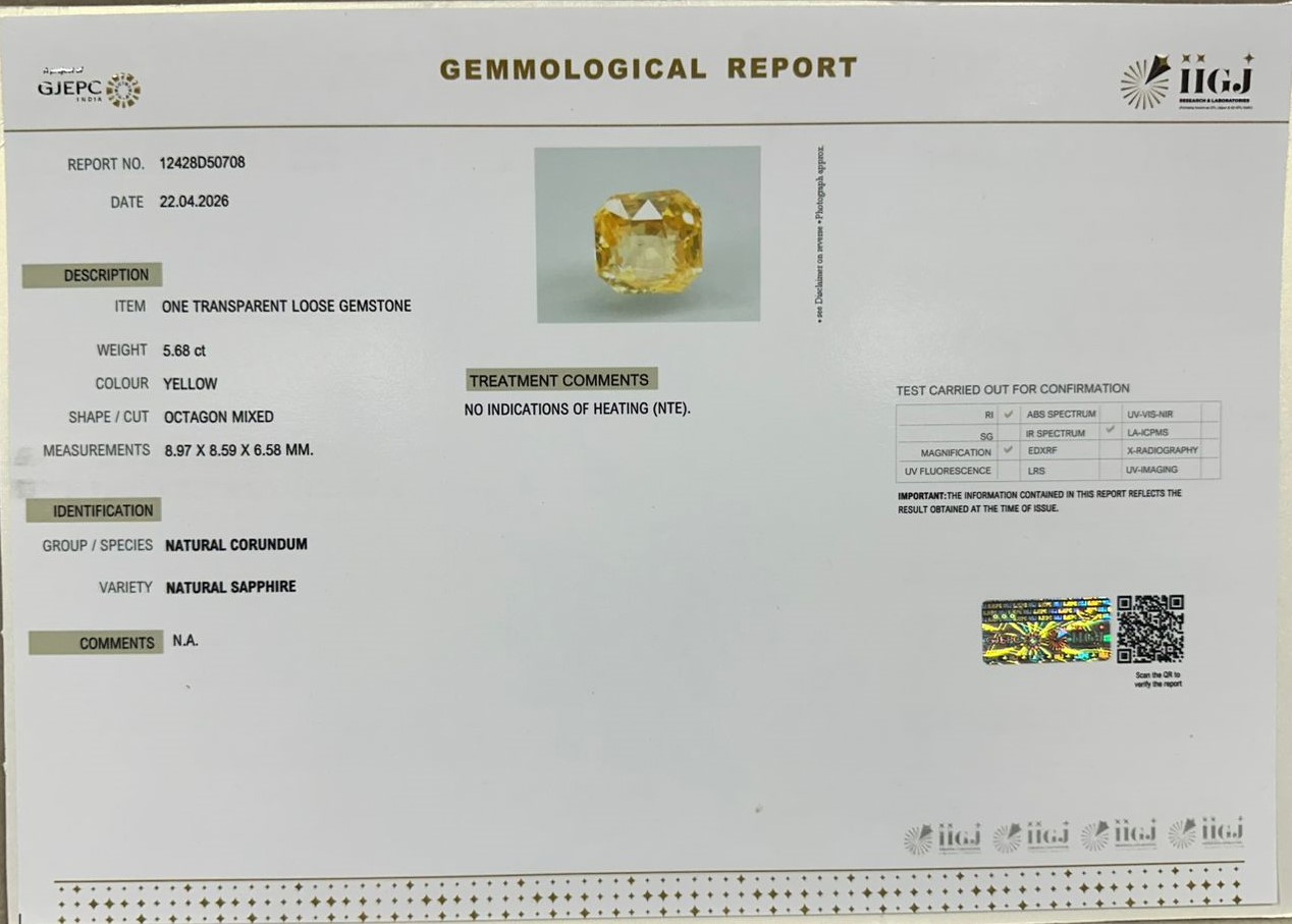 NYSP8971 2 YELLOW SAPPHIRE 5.68 Ct.