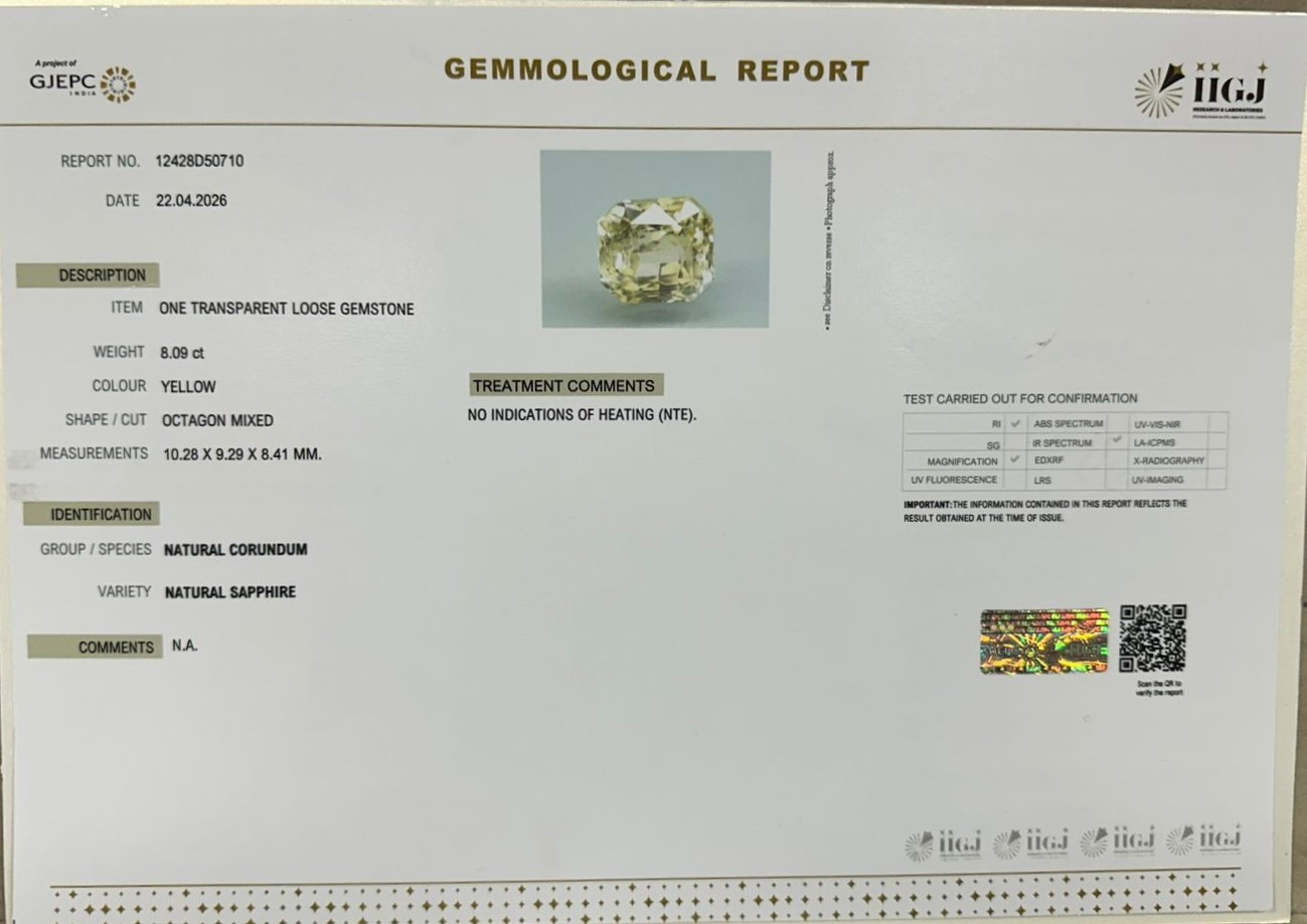 NYSP8972 2 YELLOW SAPPHIRE 8.09 Ct.