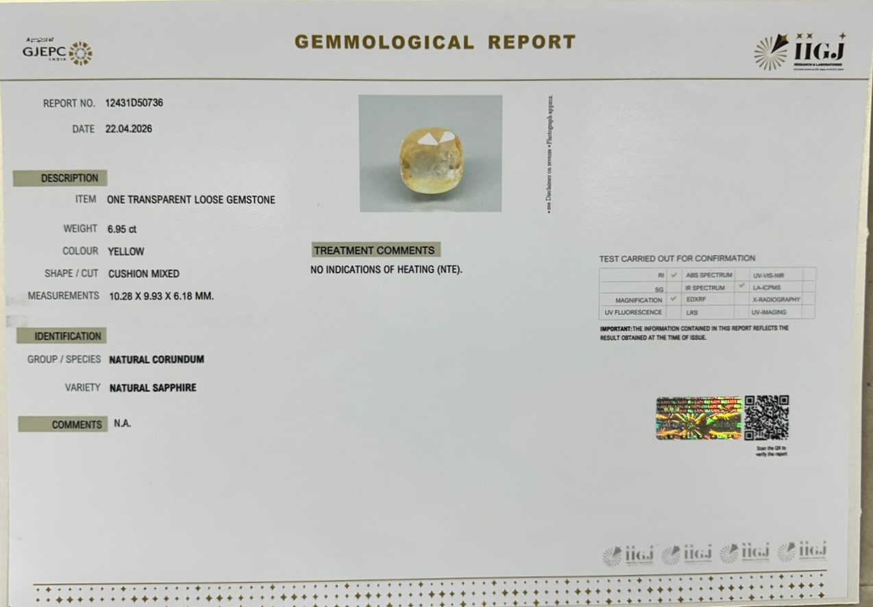YELLOW SAPPHIRE 6.95 Ct. 3 NYSP8977 2 YELLOW SAPPHIRE 6.95 Ct.