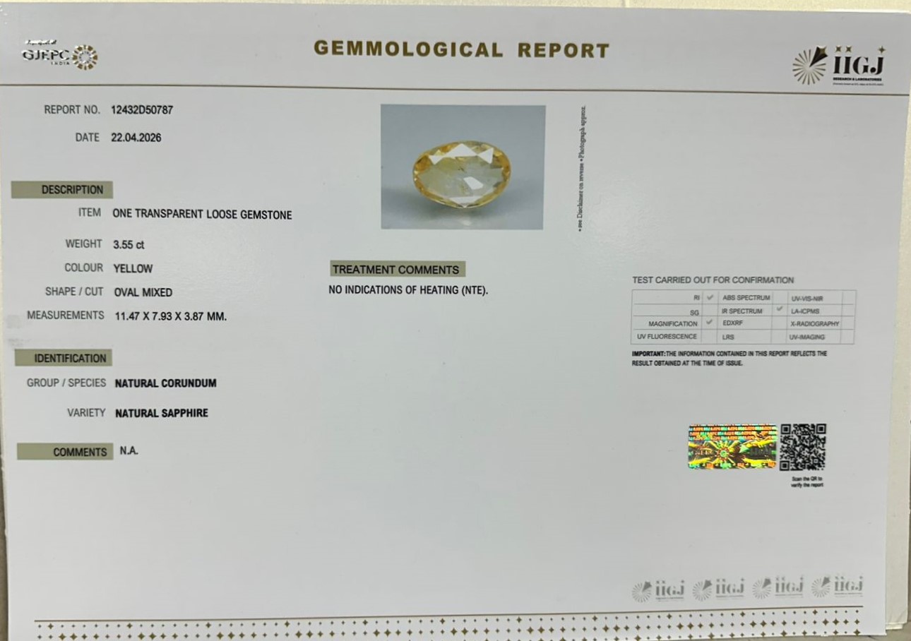 NYSP8993 2 YELLOW SAPPHIRE 3.55 Ct.