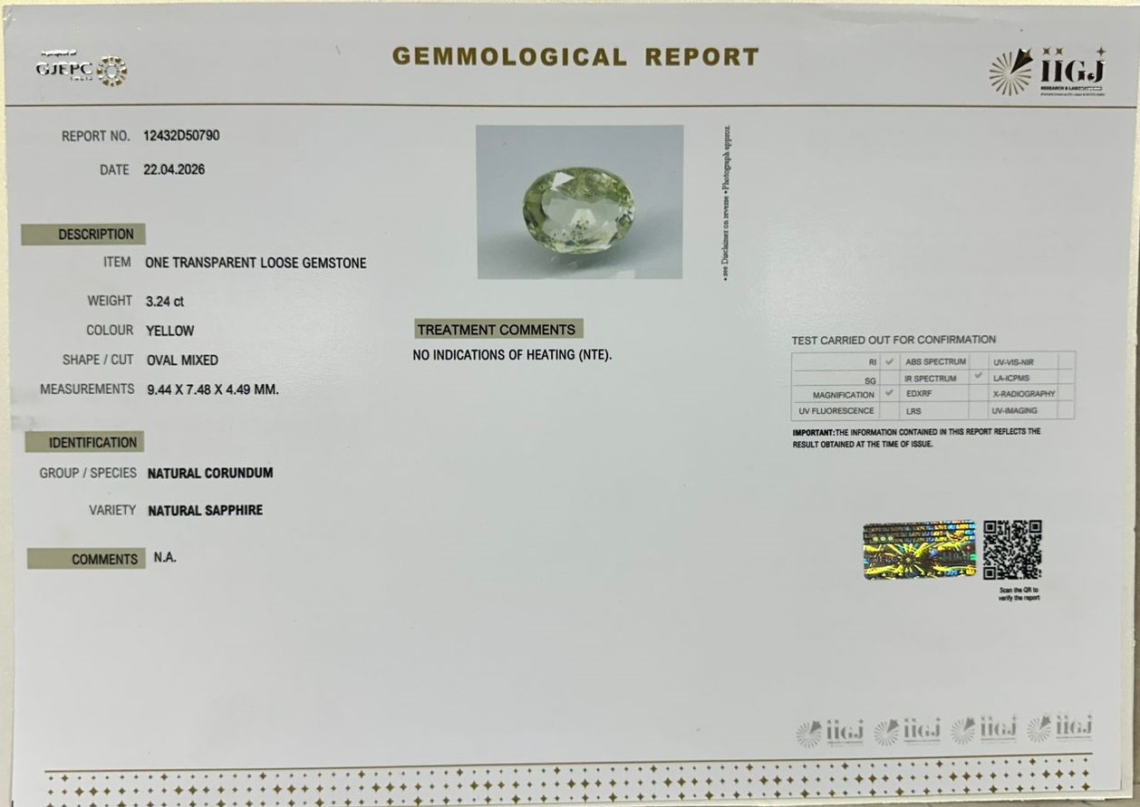 NYSP8994 2 YELLOW SAPPHIRE 3.24 Ct.