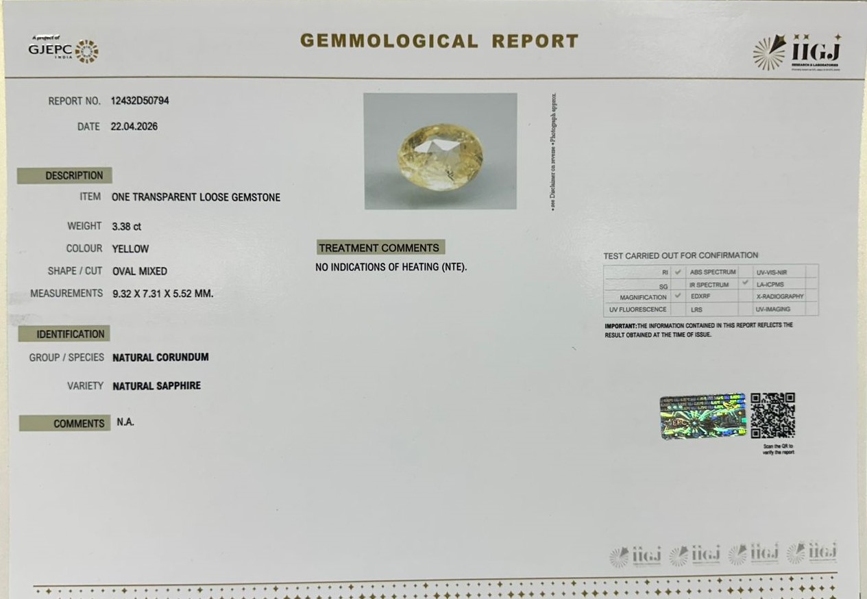 YELLOW SAPPHIRE 3.38 Ct. 3 NYSP8996 2 YELLOW SAPPHIRE 3.38 Ct.