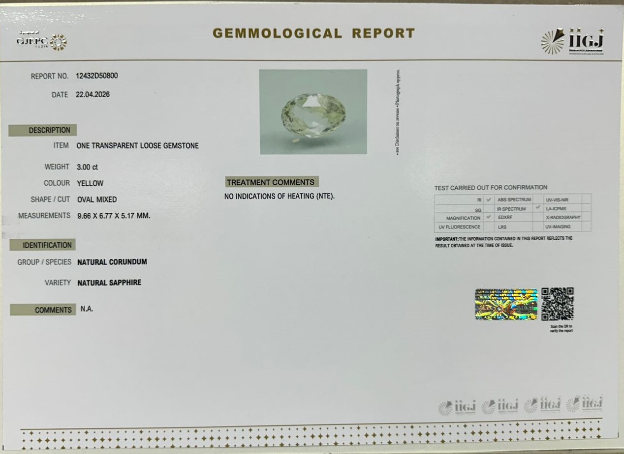 YELLOW SAPPHIRE 3 Ct. 3 NYSP8999 2 YELLOW SAPPHIRE 3 Ct.