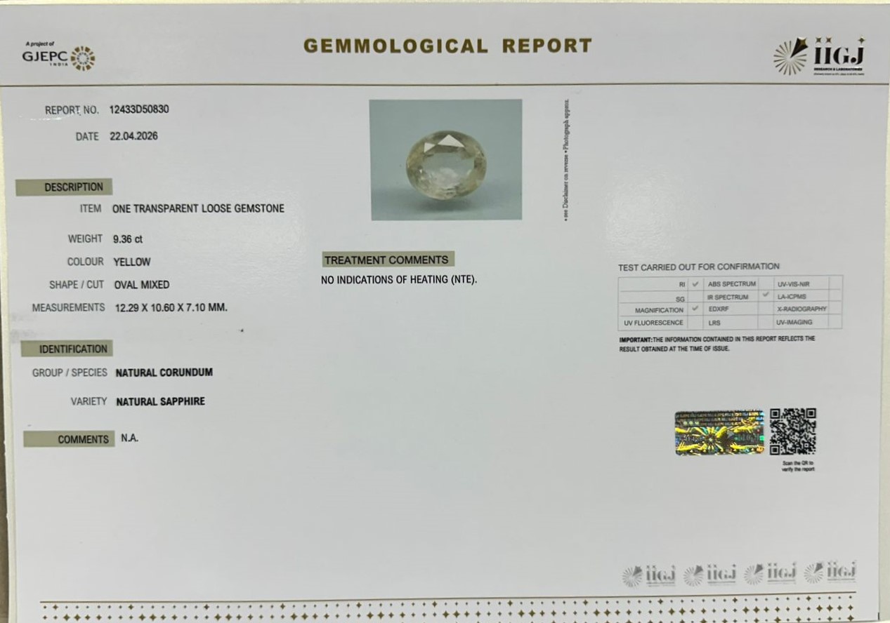 YELLOW SAPPHIRE 9.36 Ct. 3 NYSP9001 2 YELLOW SAPPHIRE 9.36 Ct.