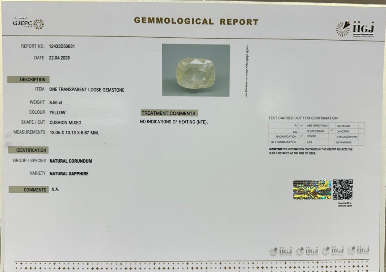 YELLOW SAPPHIRE 8.56 Ct. 3 NYSP9002 2 YELLOW SAPPHIRE 8.56 Ct.