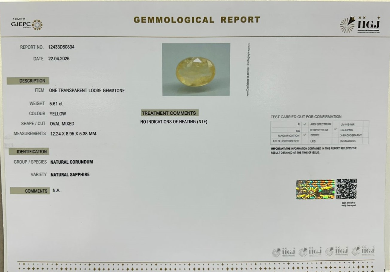 YELLOW SAPPHIRE 5.61 Ct. 3 NYSP9004 2 YELLOW SAPPHIRE 5.61 Ct.