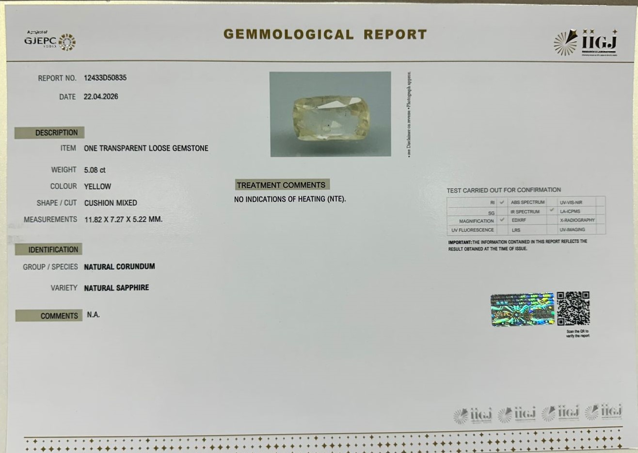 NYSP9005 2 YELLOW SAPPHIRE 5.08 Ct.