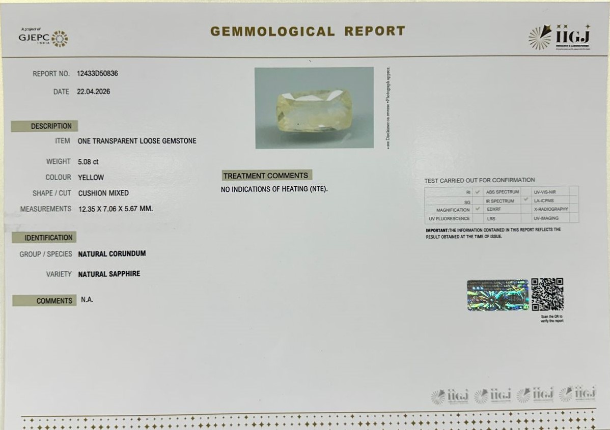 NYSP9006 2 YELLOW SAPPHIRE 5.08 Ct.