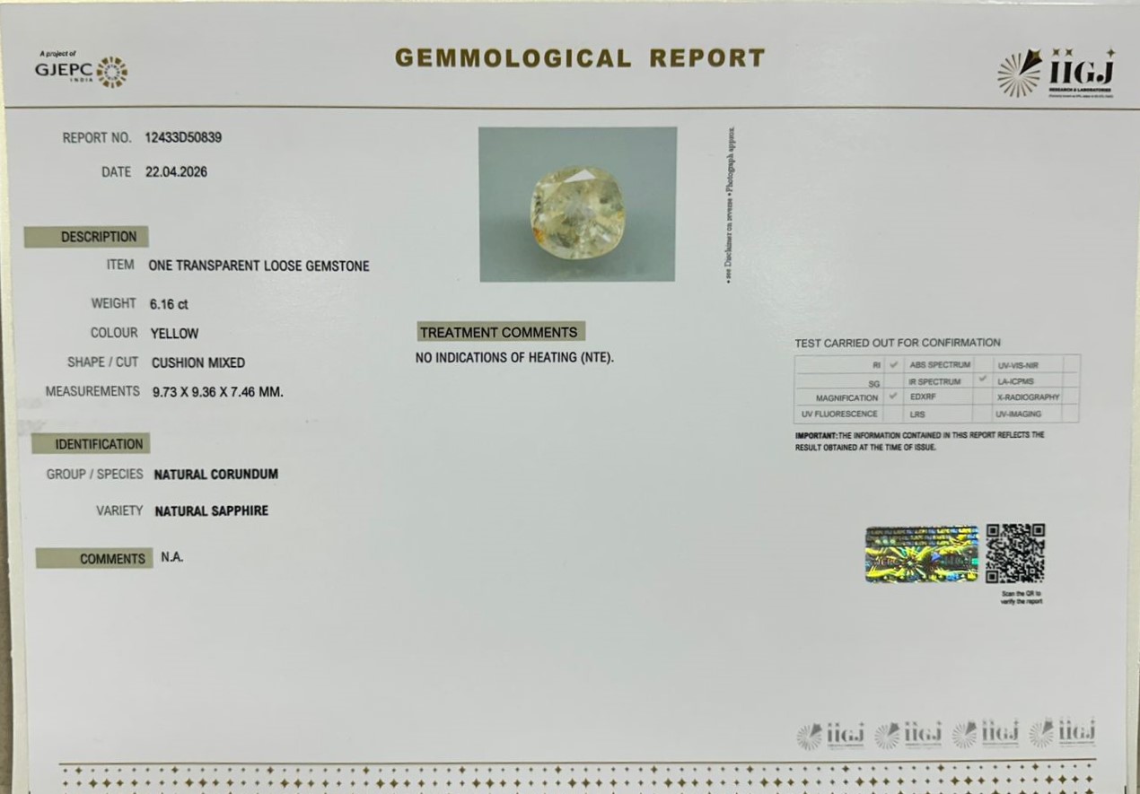 NYSP9008 2 YELLOW SAPPHIRE 6.16 Ct.