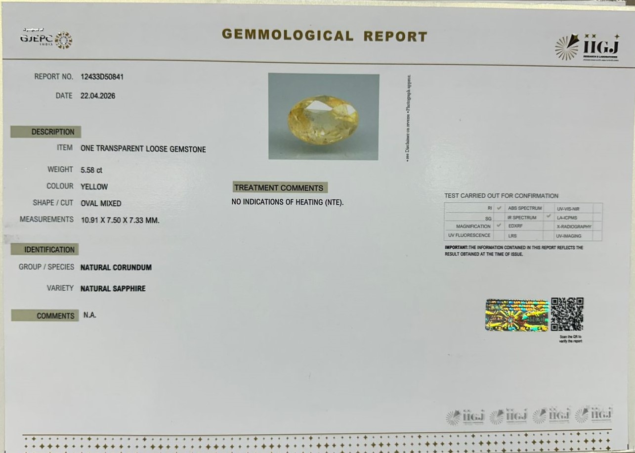 NYSP9010 2 YELLOW SAPPHIRE 5.58 Ct.