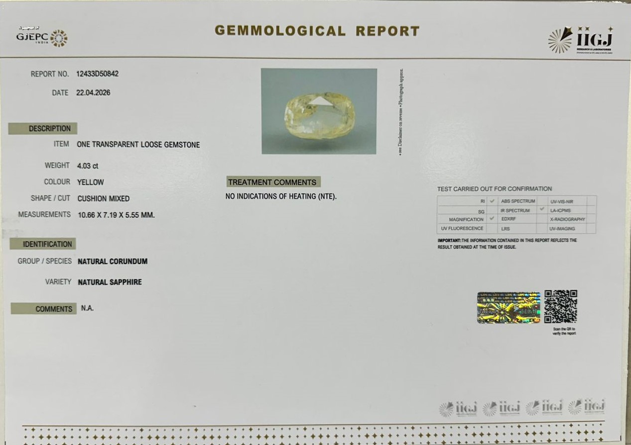 NYSP9011 2 YELLOW SAPPHIRE 4.03 Ct.