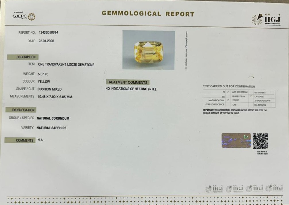 NYSPG8951 2 YELLOW SAPPHIRE 5.07 Ct.