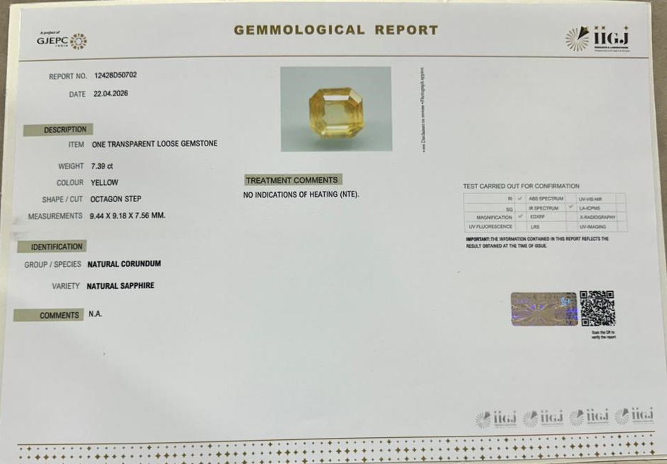 YELLOW SAPPHIRE 7.39 Ct. 3 NYSPG8953 2 YELLOW SAPPHIRE 7.39 Ct.