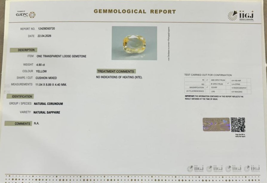 YELLOW SAPPHIRE 4.9 Ct. 3 NYSPG8955 2 YELLOW SAPPHIRE 4.9 Ct.