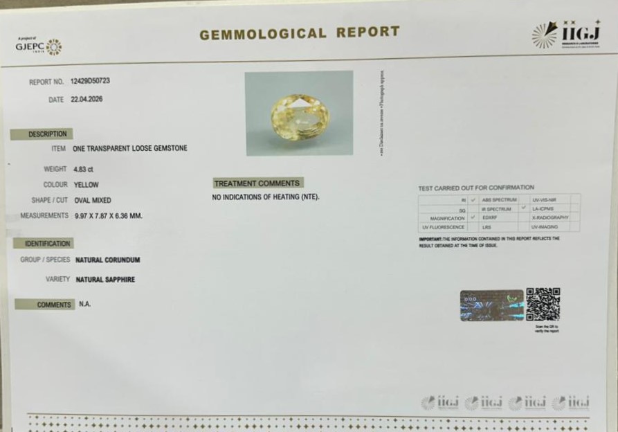 YELLOW SAPPHIRE 4.83 Ct. 3 NYSPG8958 2 YELLOW SAPPHIRE 4.83 Ct.