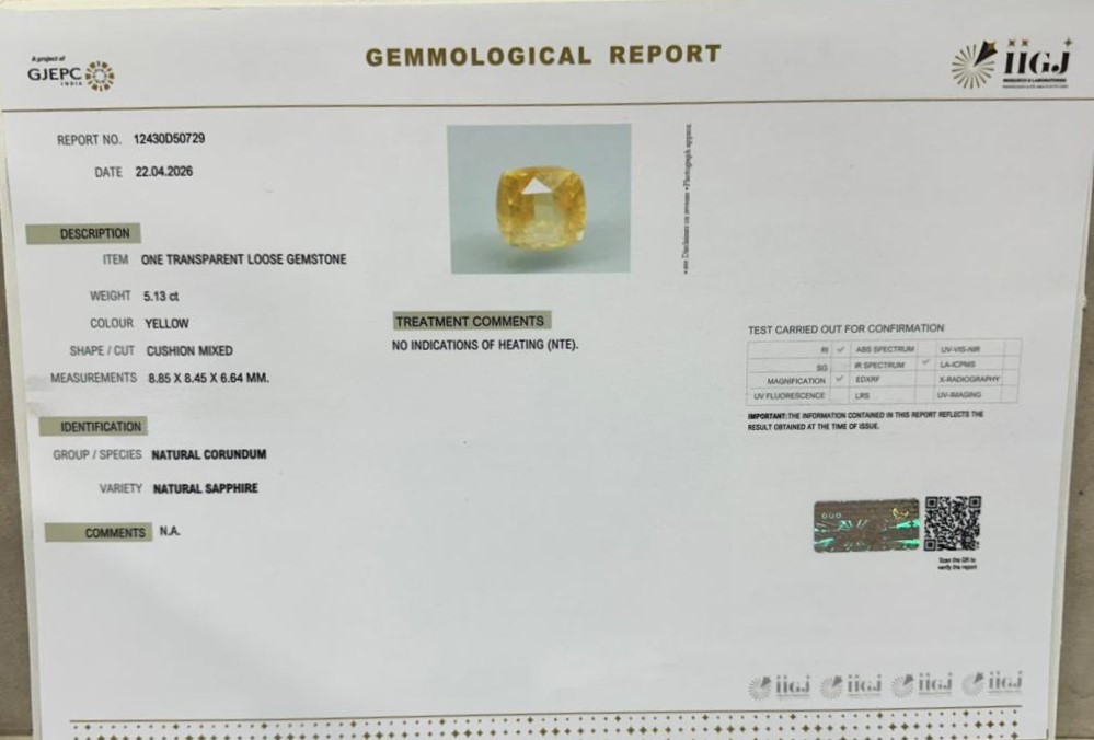 YELLOW SAPPHIRE 5.13 Ct. 3 NYSPG8959 2 YELLOW SAPPHIRE 5.13 Ct.