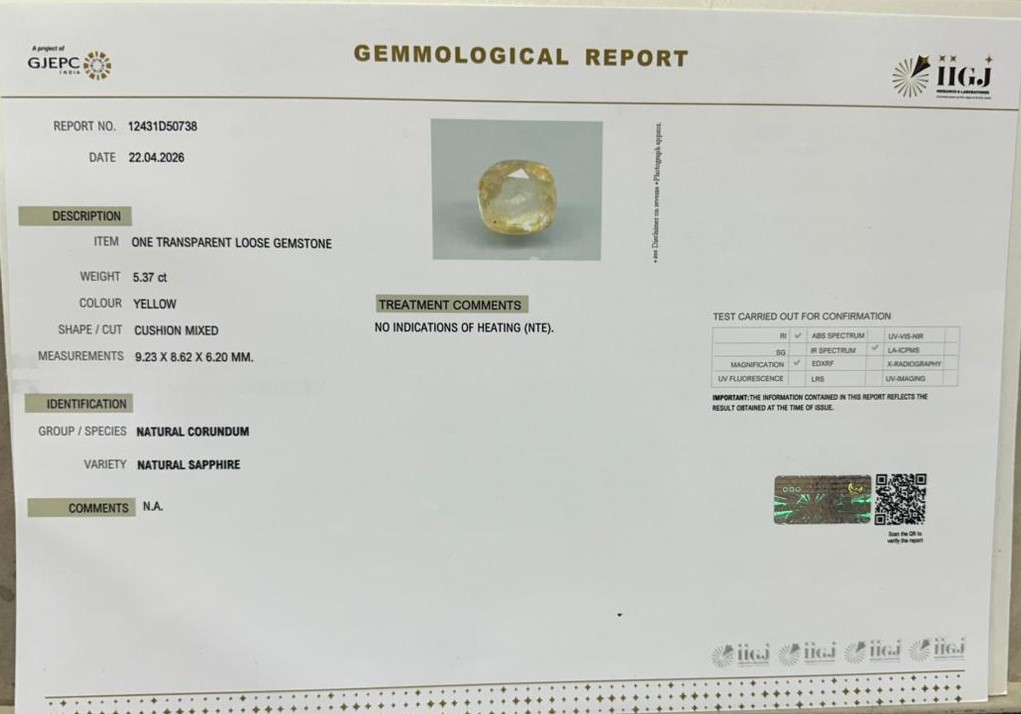 NYSPG8960 2 YELLOW SAPPHIRE 5.37 Ct.