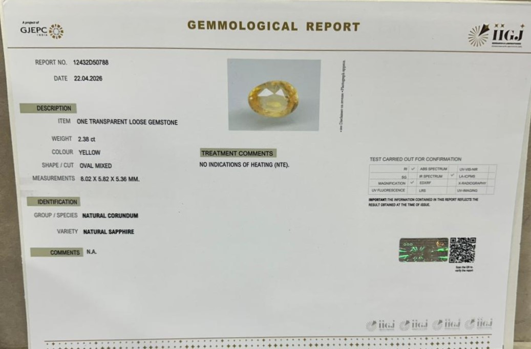 NYSPG8973 2 YELLOW SAPPHIRE 2.38 Ct.