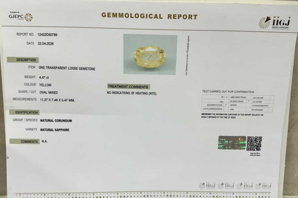 YELLOW SAPPHIRE 4.47 Ct. 3 NYSPG8974 2 YELLOW SAPPHIRE 4.47 Ct.