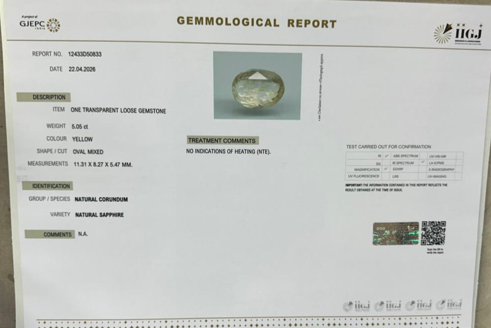 NYSPG8979 2 YELLOW SAPPHIRE 5.05 Ct.
