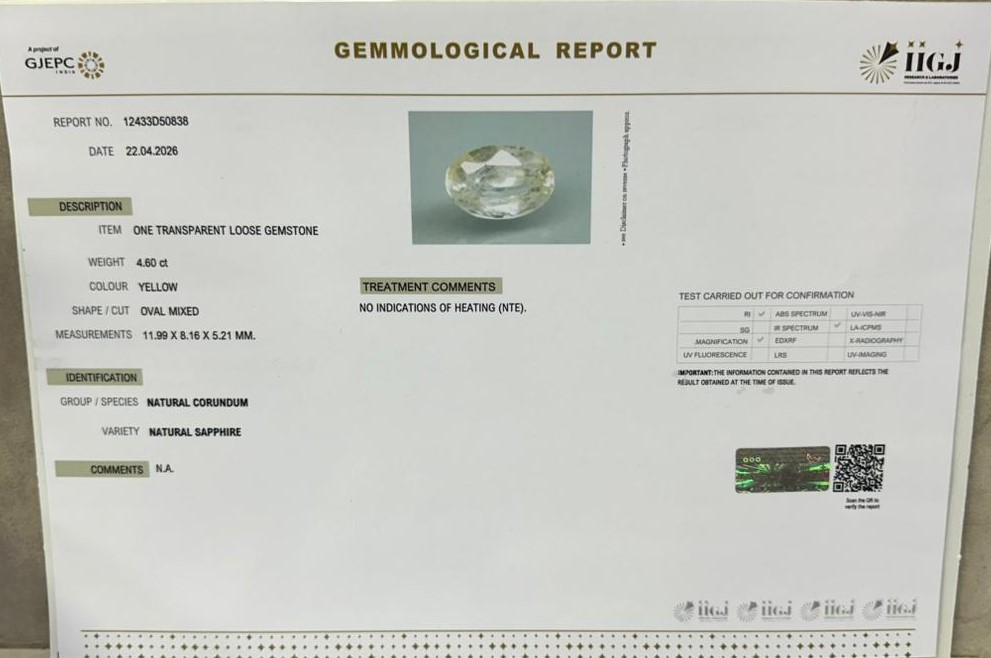 NYSPG8980 2 YELLOW SAPPHIRE 4.6 Ct.