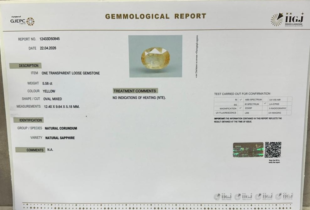 NYSPG8982 2 YELLOW SAPPHIRE 5.58 Ct.