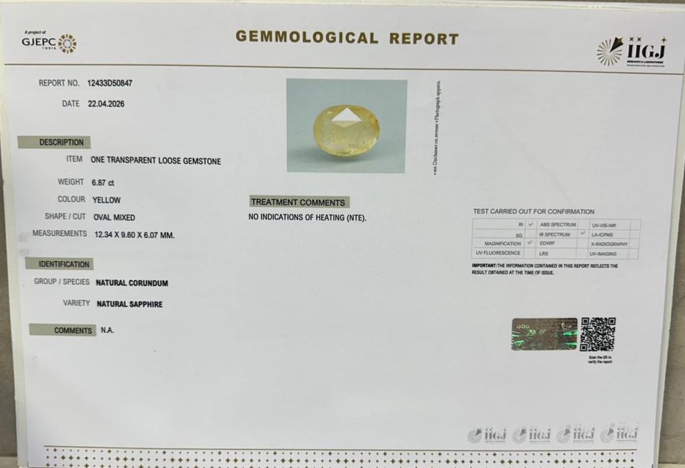 NYSPG8984 2 YELLOW SAPPHIRE 6.87 Ct.