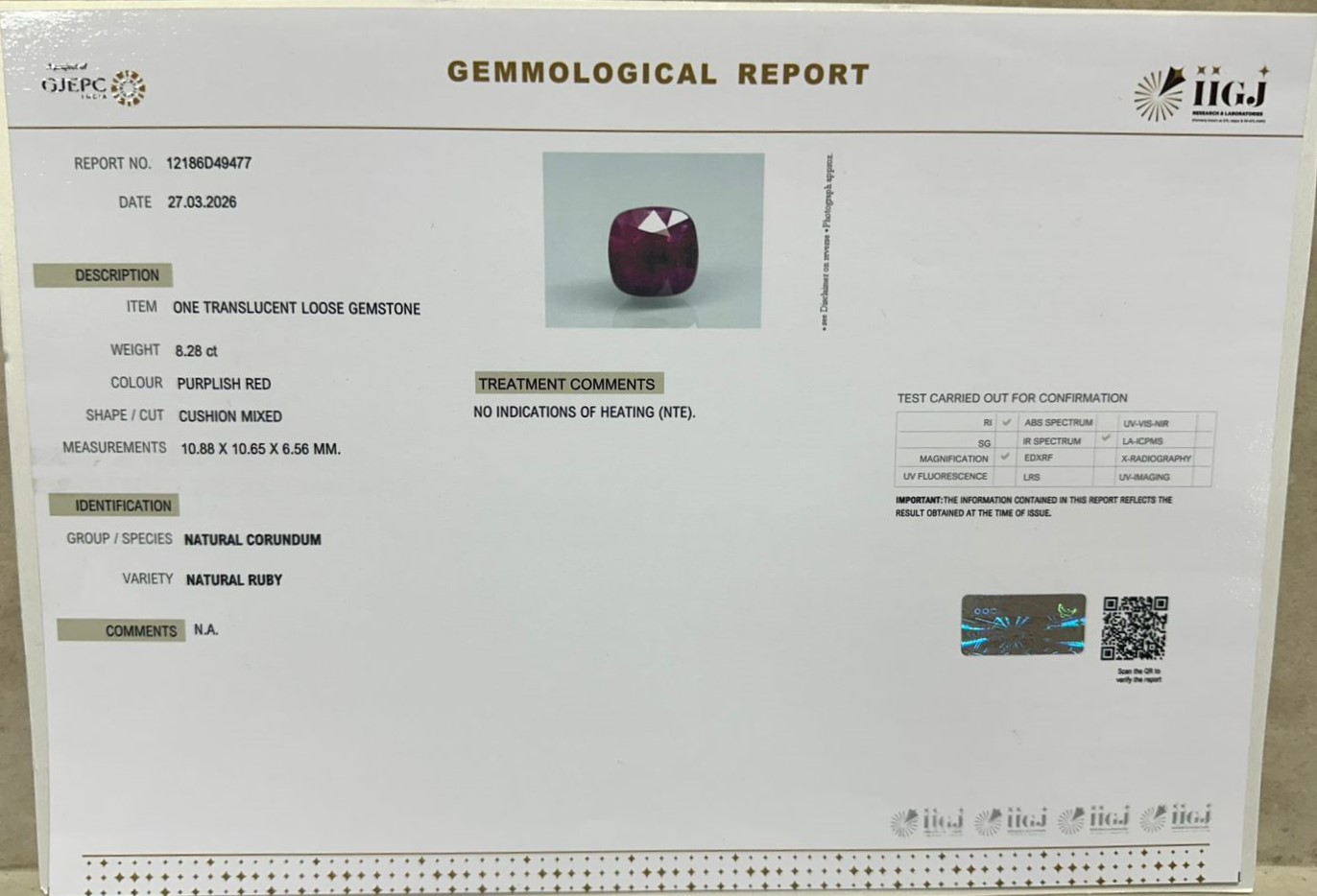 RUBG8536 2 RUBY 8.28 Ct.