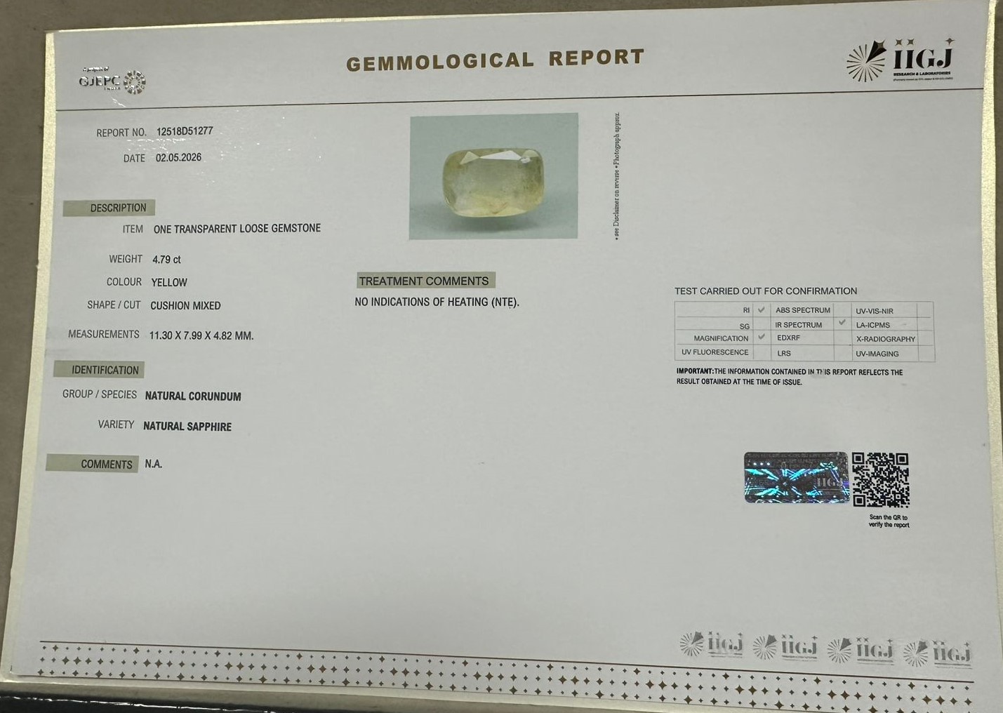 SAP41831 2 YELLOW SAPPHIRE 4.79 Ct.