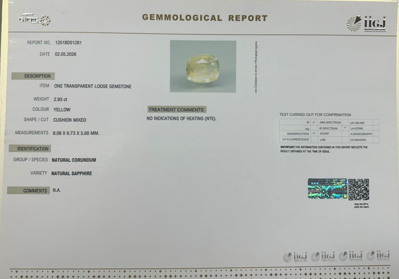 SAP41952K 2 YELLOW SAPPHIRE 2.93 Ct.