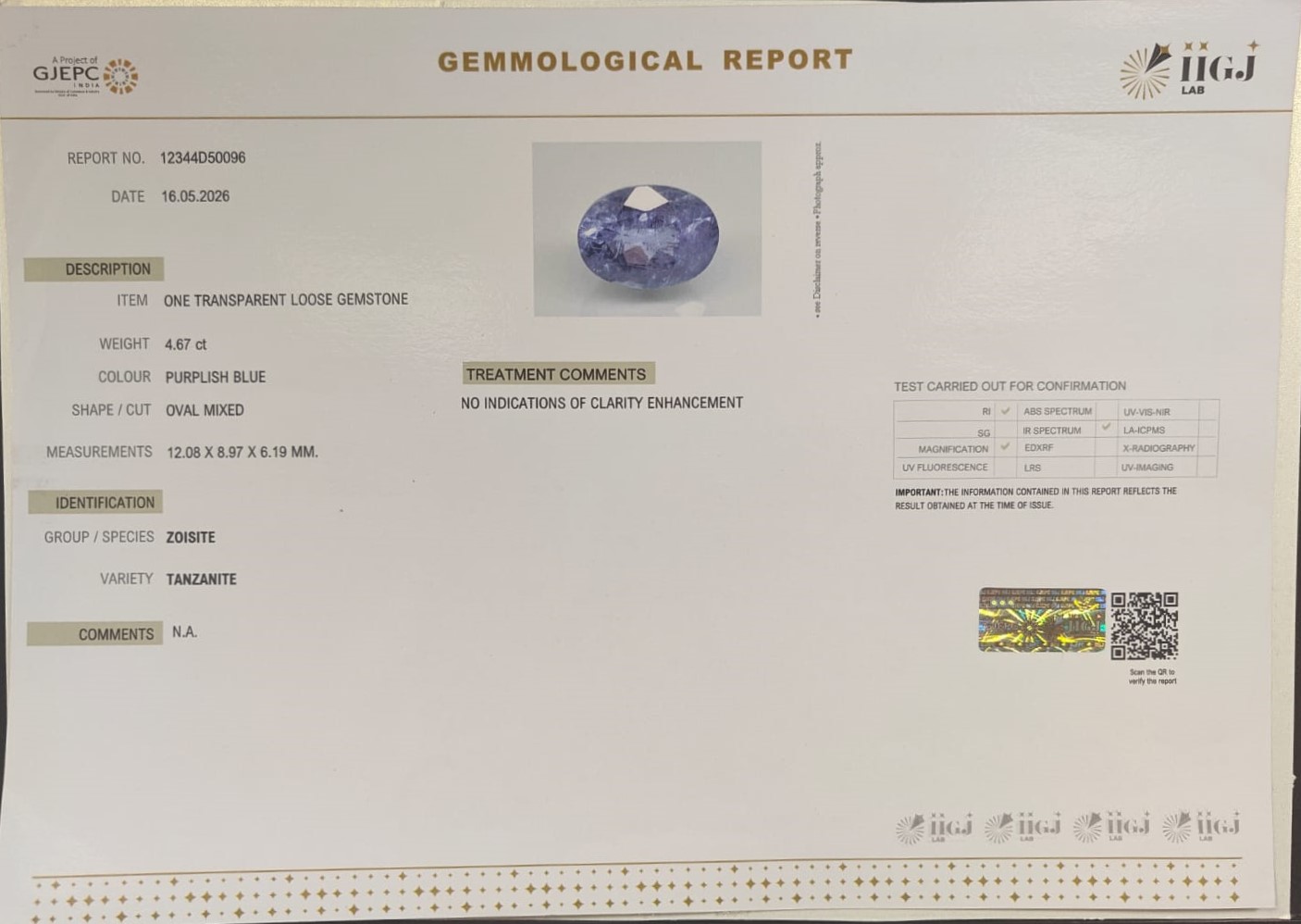 2G 2 TANZANITE 4.67 Ct.