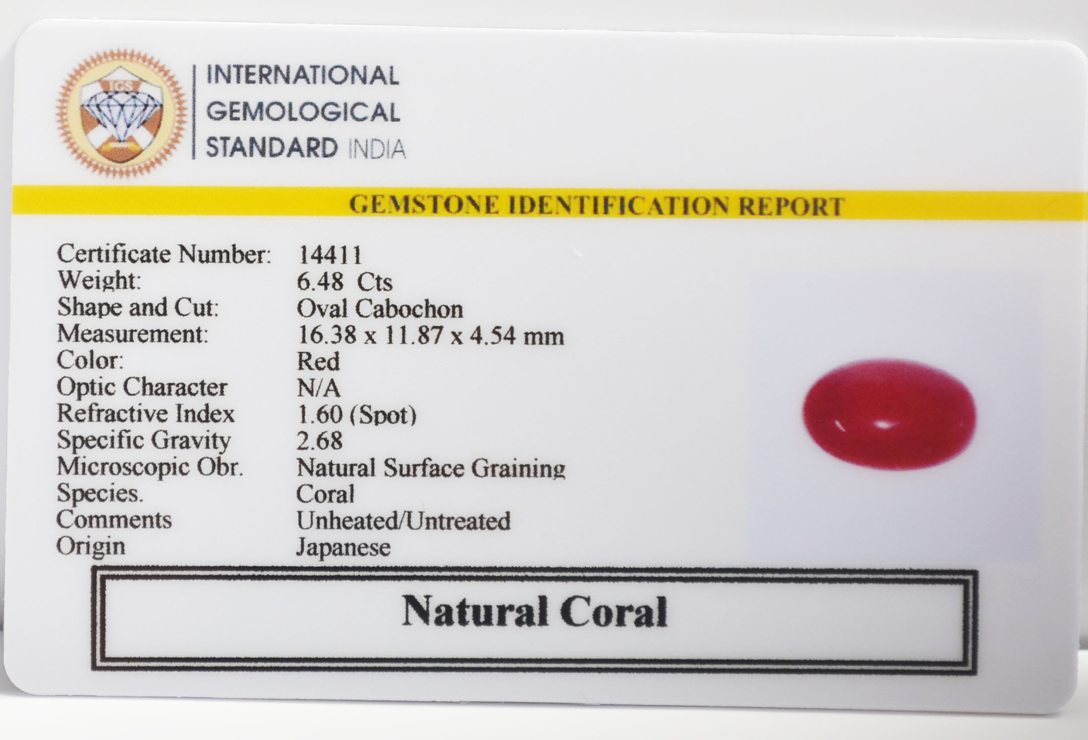 CORAL 6.48 Ct. 3 CRL6321G 2 CORAL 6.48 Ct.