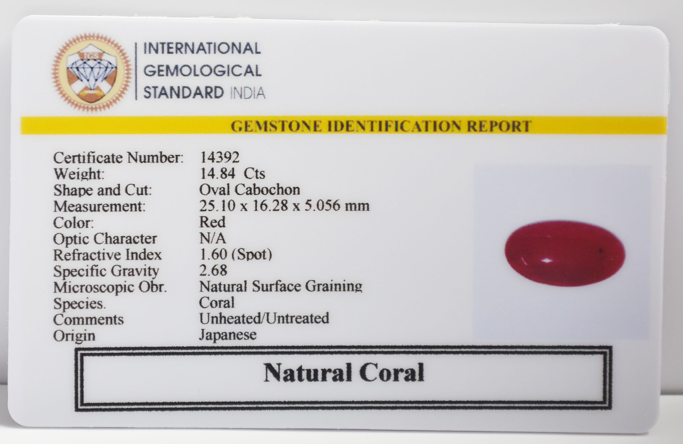 CORAL 14.84 Ct. 3 CRL6429K 2 CORAL 14.84 Ct.