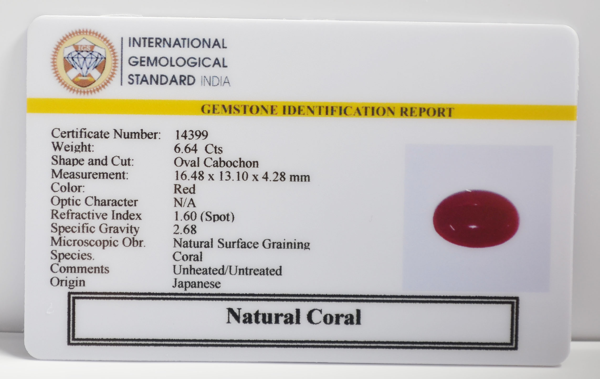 CRL6436K 2 CORAL 6.64 Ct.