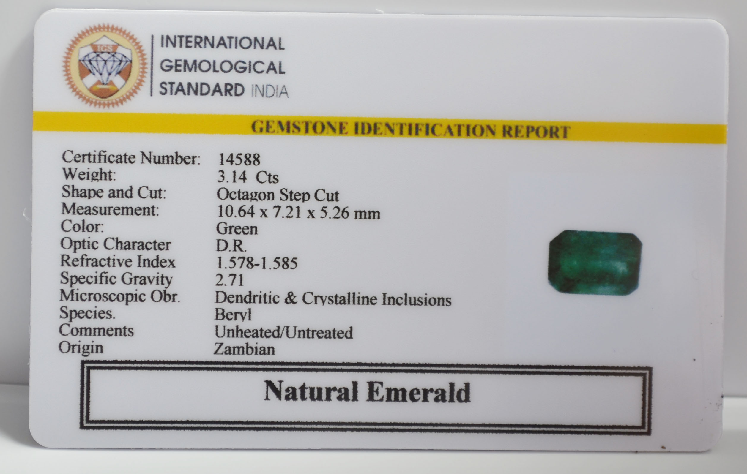 EMERALD 3.14 Ct. 3 EMR22764G 2 EMERALD 3.14 Ct.