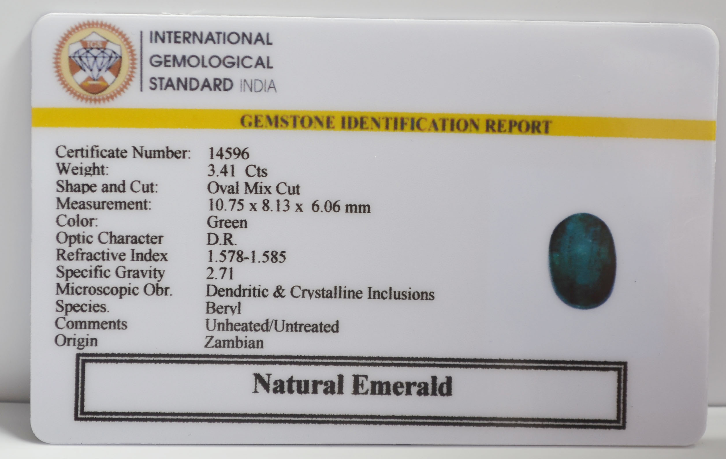 EMERALD 3.41 Ct. EMERALD 3.41 Ct.