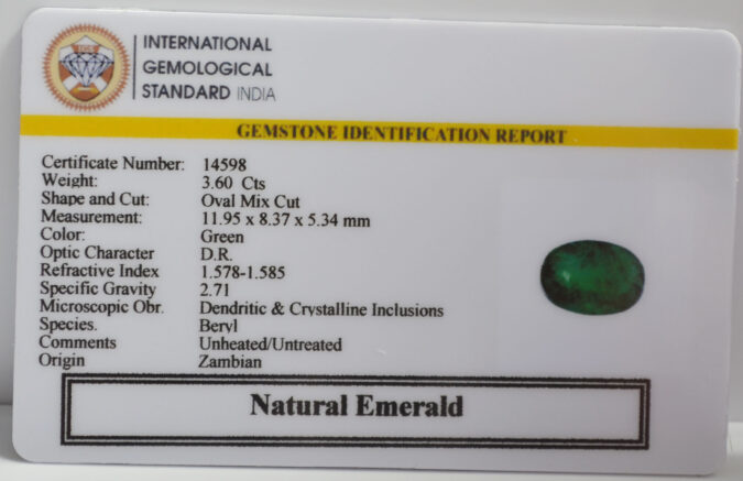 EMERALD 3.6 Ct. EMERALD 3.6 Ct.