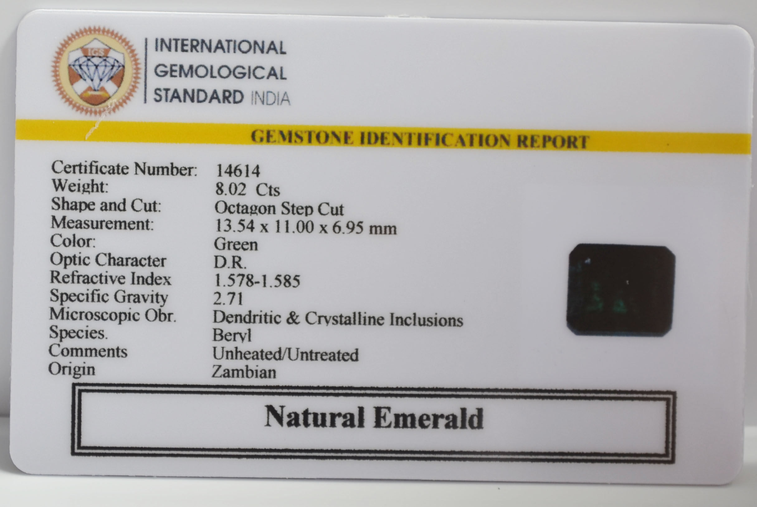 EMERALD 8.02 Ct. EMERALD 8.02 Ct.