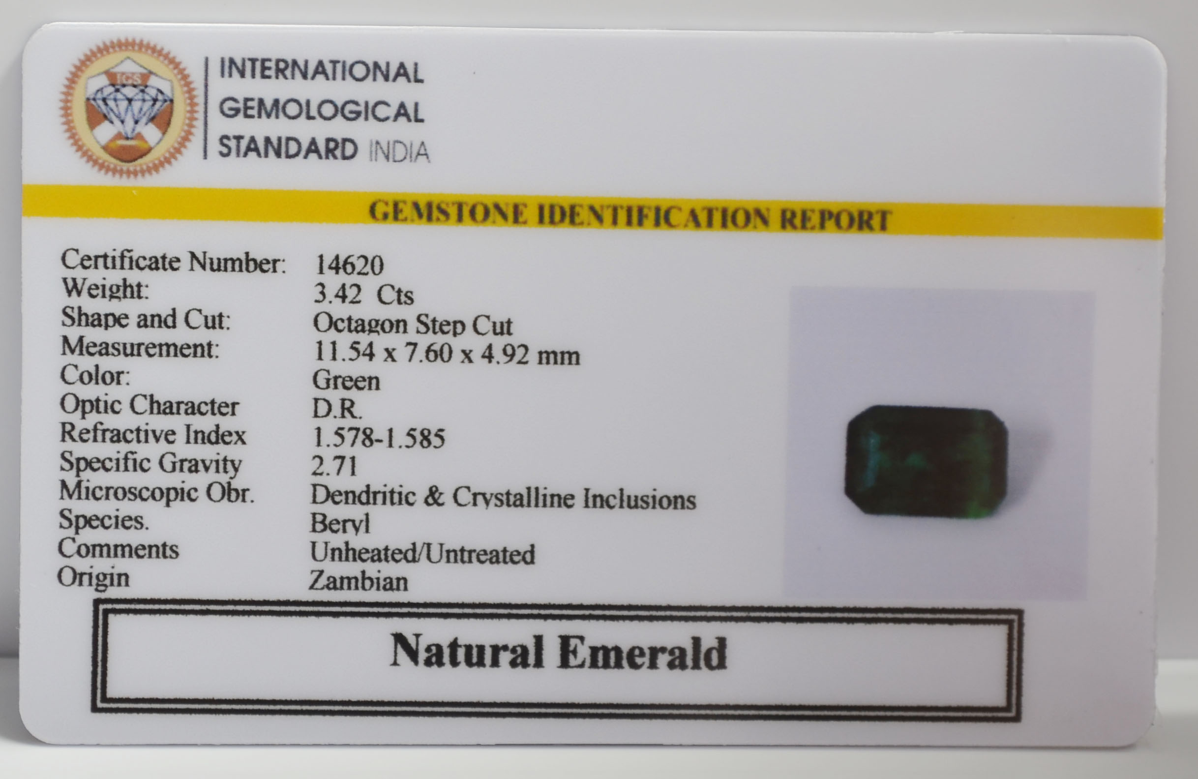 EMERALD 3.42 Ct. 3 EMR22772G 2 EMERALD 3.42 Ct.