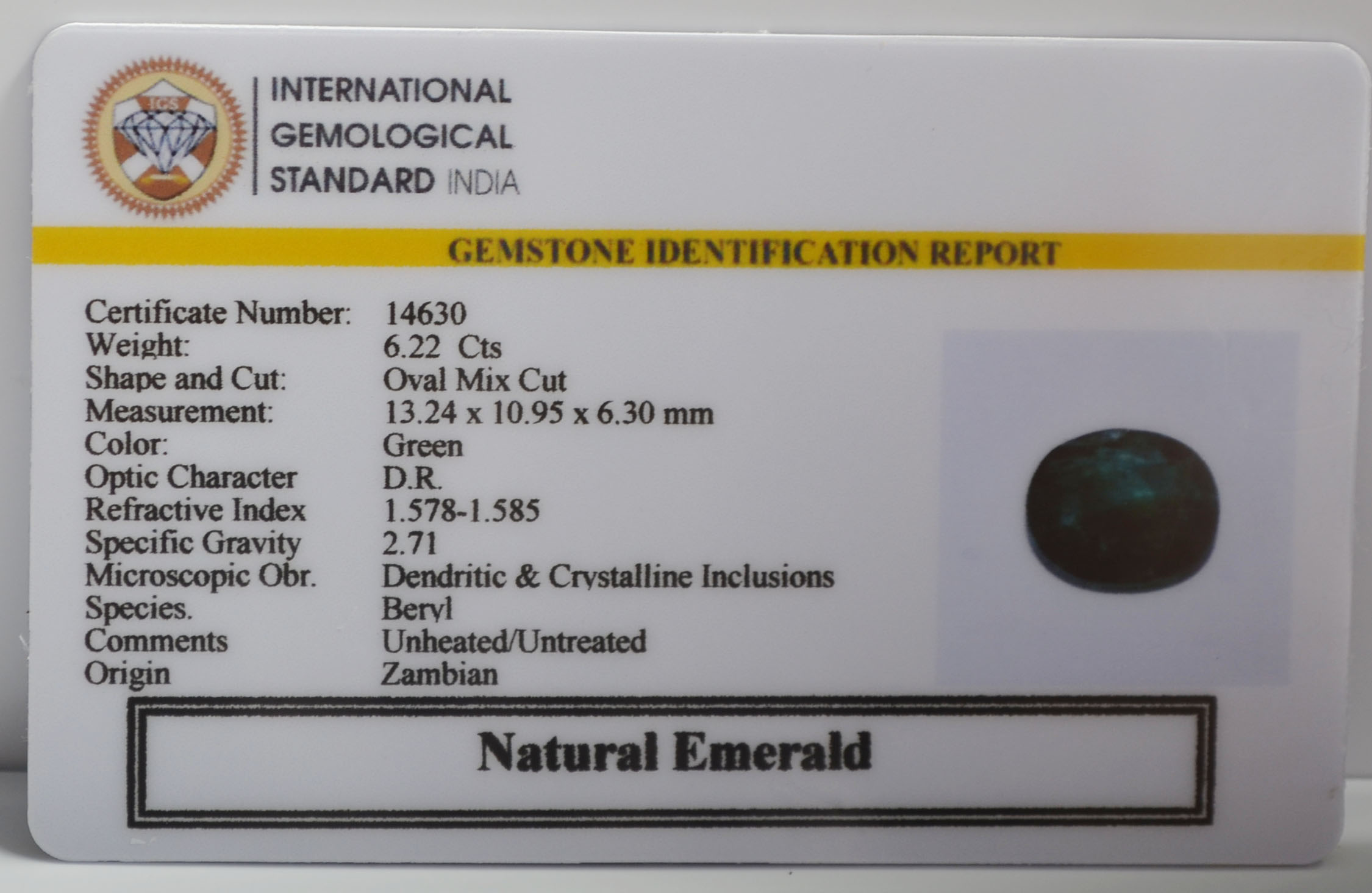 EMERALD 6.22 Ct. 3 EMR22773G 2 EMERALD 6.22 Ct.