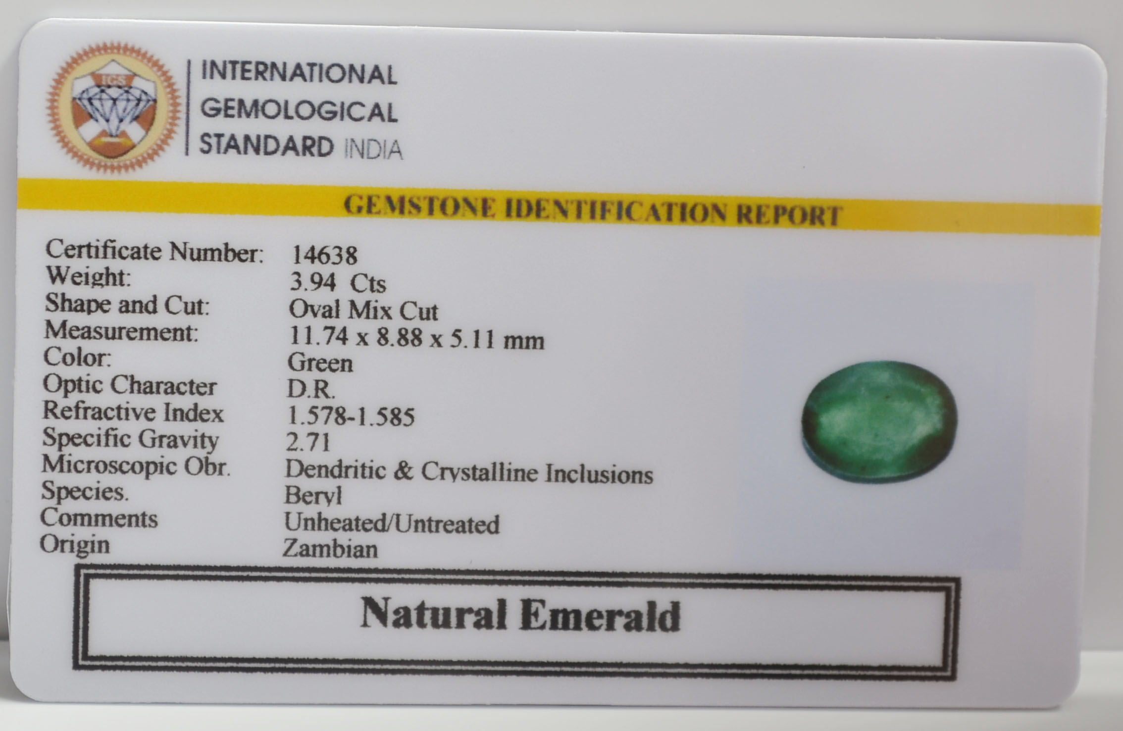 EMERALD 3.94 Ct. 3 EMR22774G 2 EMERALD 3.94 Ct.