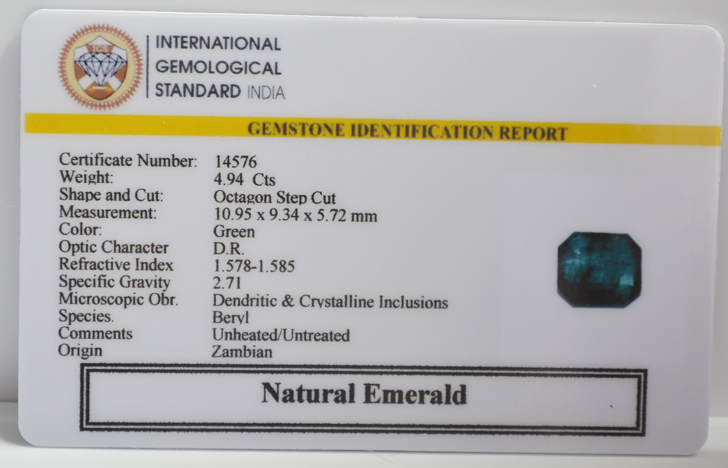 EMERALD 4.94 Ct. 3 EMR23430K 2 EMERALD 4.94 Ct.