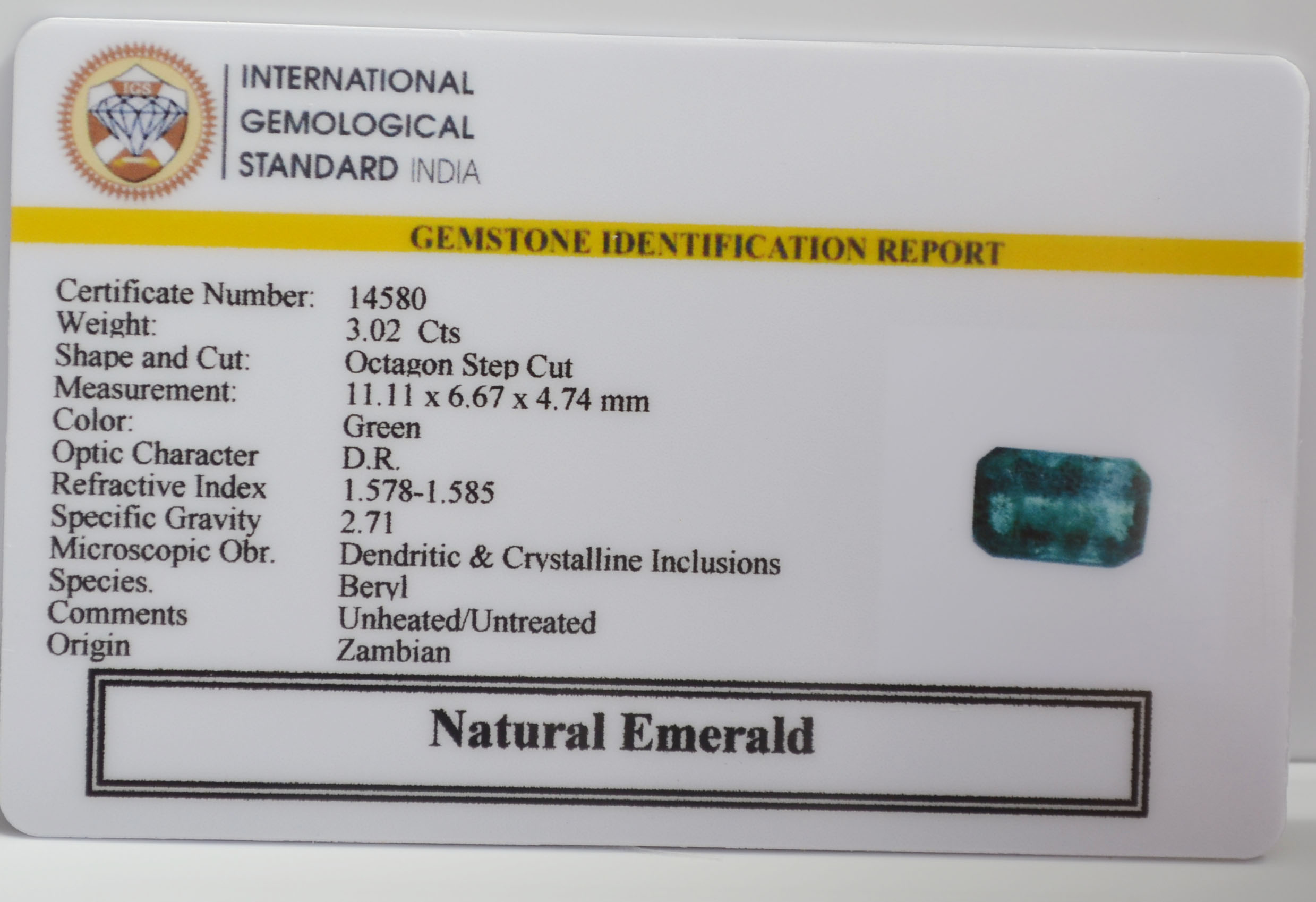 EMERALD 3.02 Ct. 3 EMR23432K 2 EMERALD 3.02 Ct.
