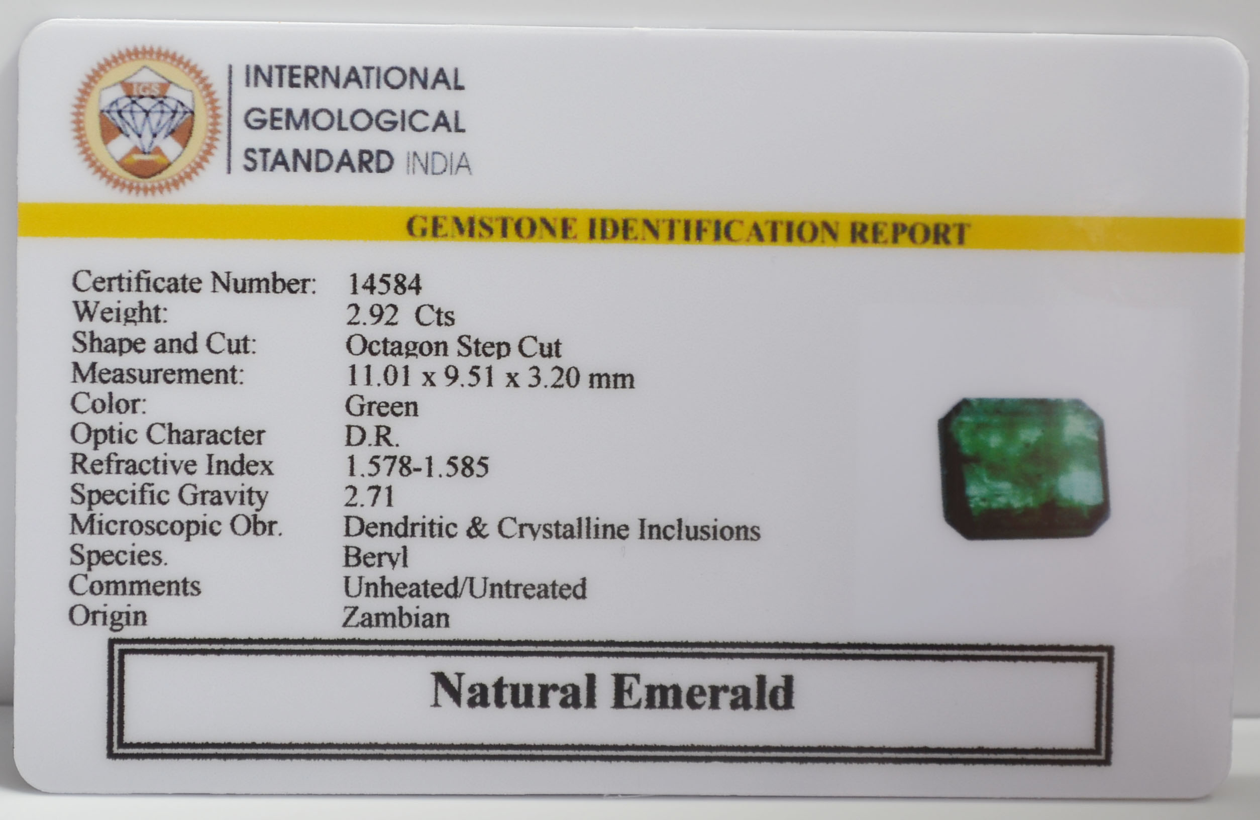 EMERALD 2.92 Ct. 3 EMR23436K 2 EMERALD 2.92 Ct.