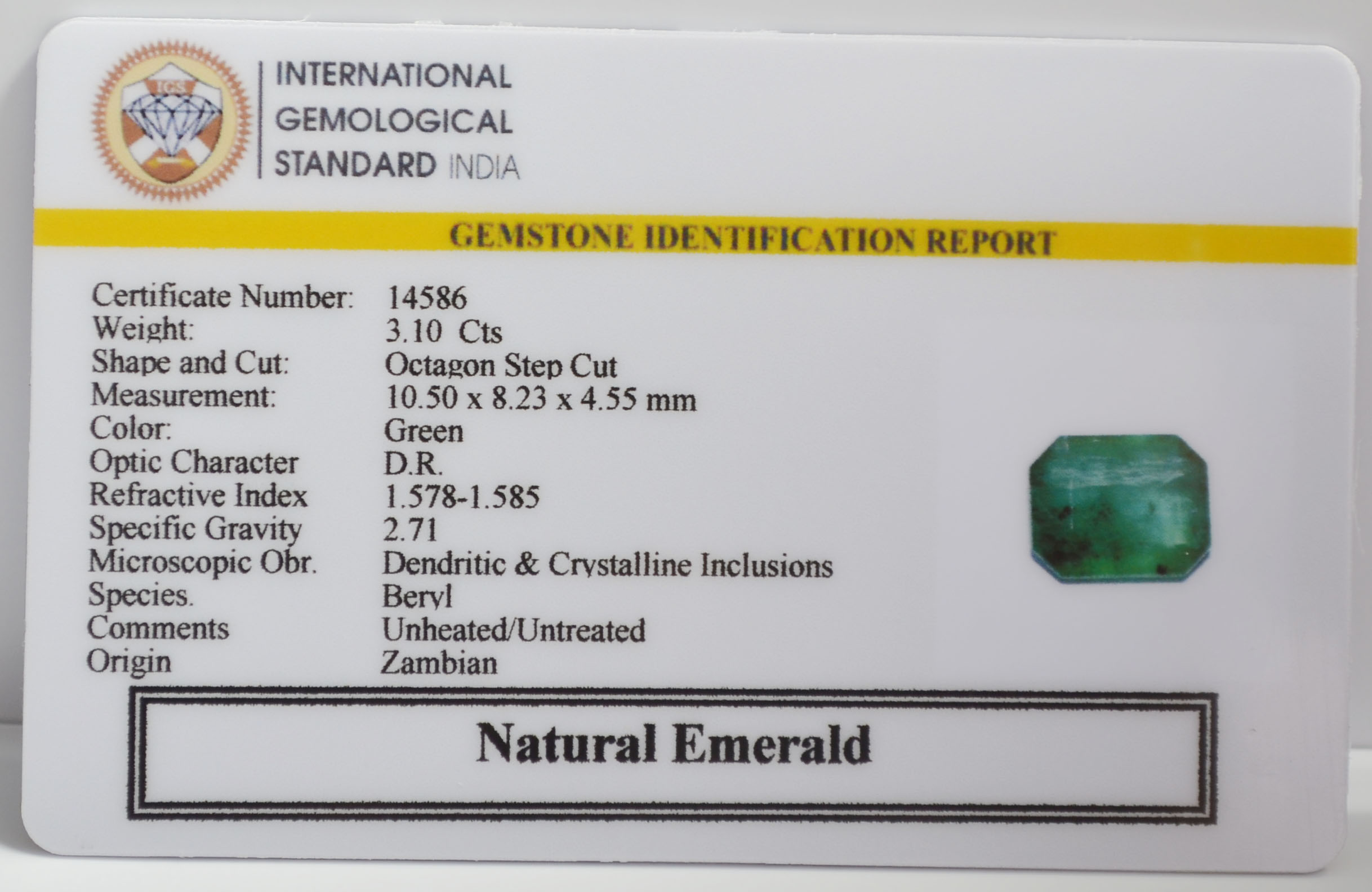 EMERALD 3.1 Ct. 3 EMR23438K 2 EMERALD 3.1 Ct.