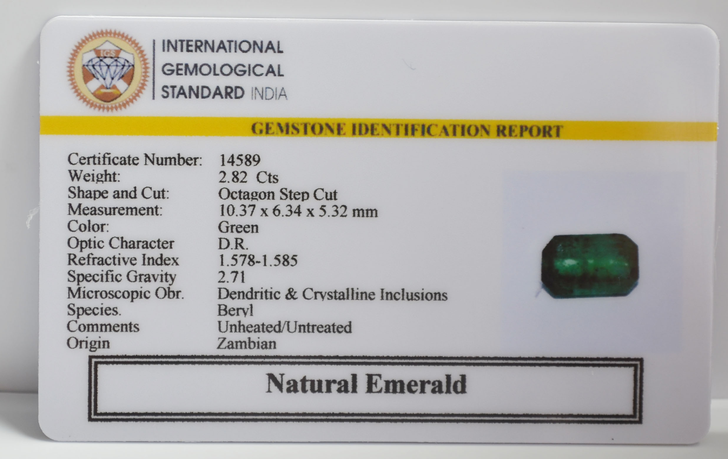 EMERALD 2.82 Ct. 3 EMR23440K 2 EMERALD 2.82 Ct.